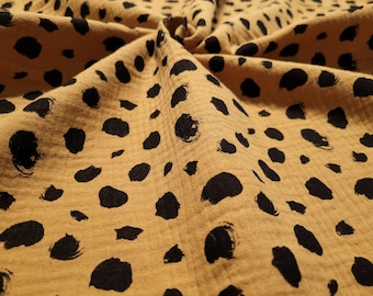 Double Gauze/Muslin Jeron by Swafing in mustard with leopard print/spot  pattern Cotton