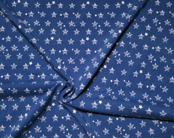 Lillestoff, Stars Oskar - The little dragon coconut - combination fabric with stars. Organic jersey fabric blue white