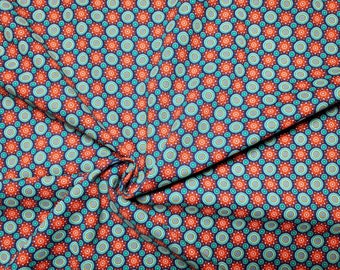 Cotton fabric “Flower Ornament” from Glünz. Color Marine D160
