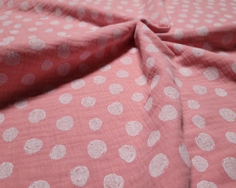 Double Gauze/Muslin pink with white dots - cotton