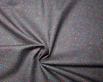 Cotton fabric Robert Kaufman "Dappled Greys". Dunke grey fabric, colourful confetti dots. Design 19031