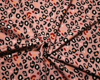 French Terry Sweat Fabric Everyday in Love by S&W. Leo print in old pink, black