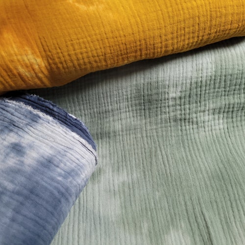 Double Gauze/Muslin Batik - cotton Jakob from Swafing in mustard, mint or blue.