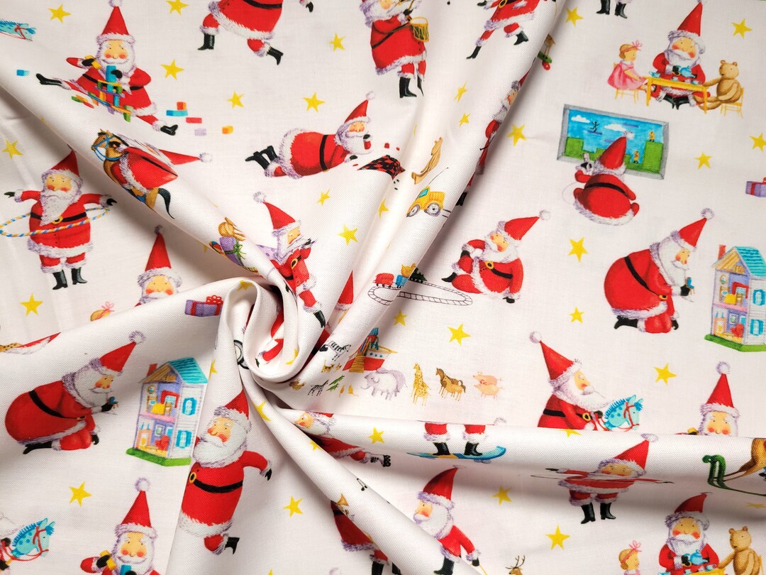 Christmas Fabric Santa Claus Christmas Jamboree Made of Cotton Etsy