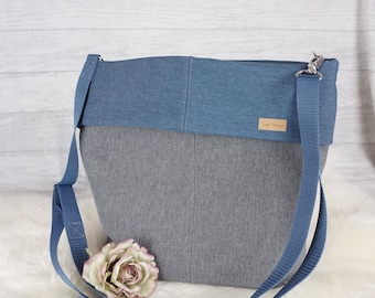 Shoulder bag grey blue, softshell