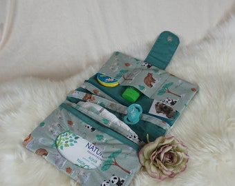 Diaper bag mint green panda, bear, elephant