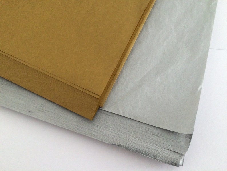 10 sheets of double-sided silver/gold tissue paper image 1