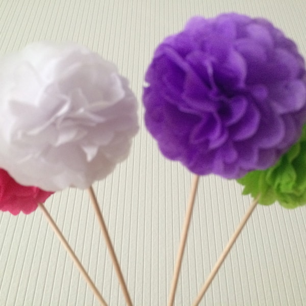 4 decorative skewers with flowers - color selection