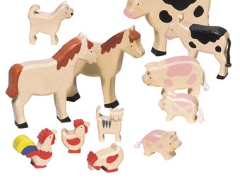 Wooden farm animals