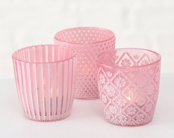 Windlichtglas pink 2 er Set Stückpreis 4,25 Euro Teelichtglas