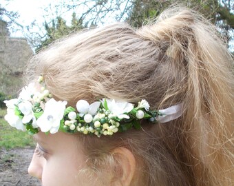 Blumenkranz Kommunion Kränzchen Kranz Haarschmuck Hochzeit weiß