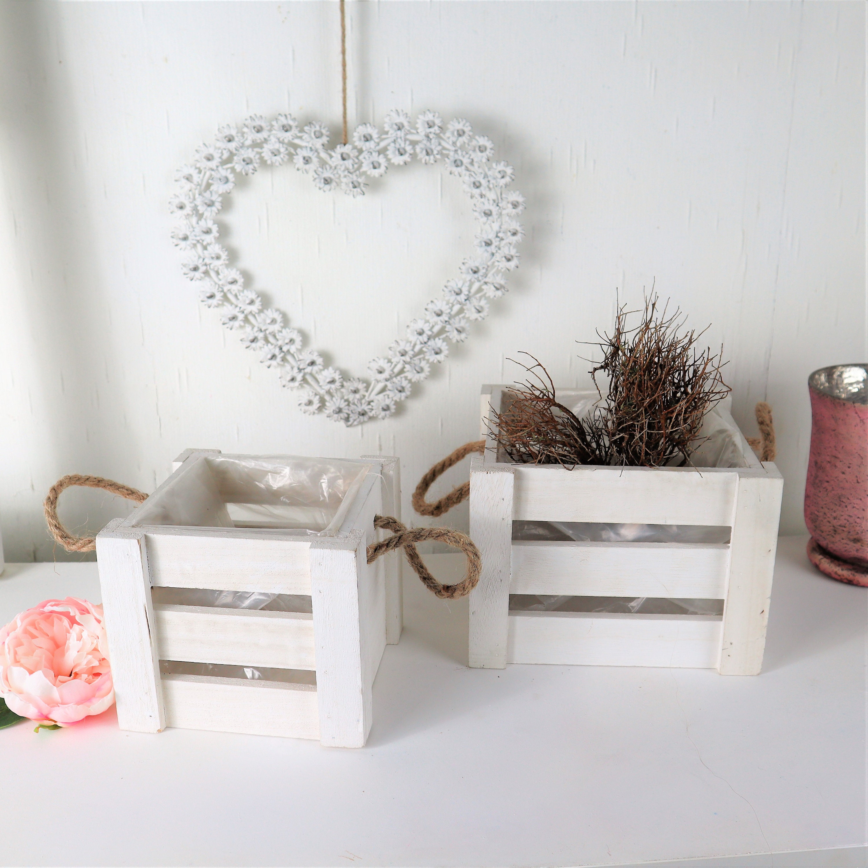 Holz Kisten 2 er Set weiß Landhausstil Stückpreis 995 Euro | Etsy