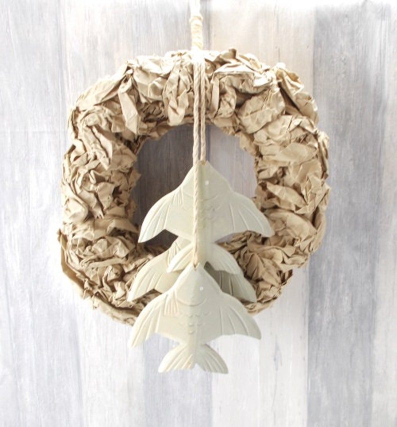 wood fish WanddekoT\u00fcrdeko Wreath Wandkranz T\u00fcrschmuck home accessories modern living decor wood front door Wreath wall decoration maritim door wreath