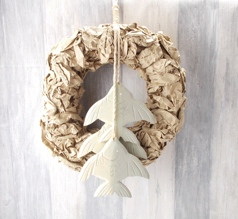 wood fish WanddekoT\u00fcrdeko Wreath Wandkranz T\u00fcrschmuck home accessories modern living decor wood front door Wreath wall decoration maritim door wreath