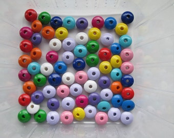 40 wooden lenses, 10 mm, f.pacifier chains, lens beads colorful, wooden beads