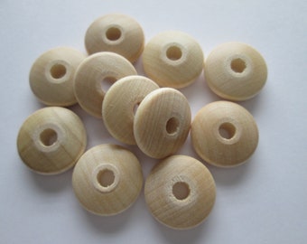 7,9 cent/pcs., 30 natural wood lenses, 16 mm, f. pacifier chains, raw wood lens beads, wooden lenses according to DIN standard
