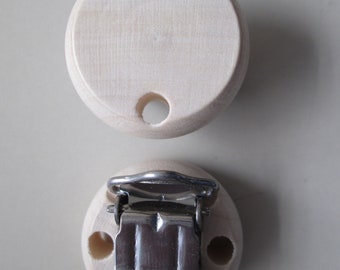 Wooden clip, 1x pacifier clip, raw wood clip, natural, waxed, pacifier chain clip, mini clip