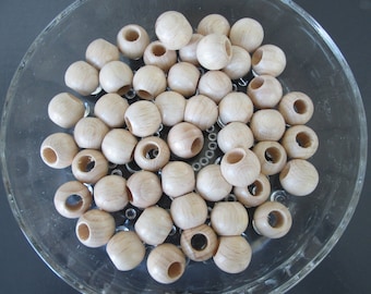 Macramé beads 30 wooden beads Natural wood beads 15 mm, natural wood,