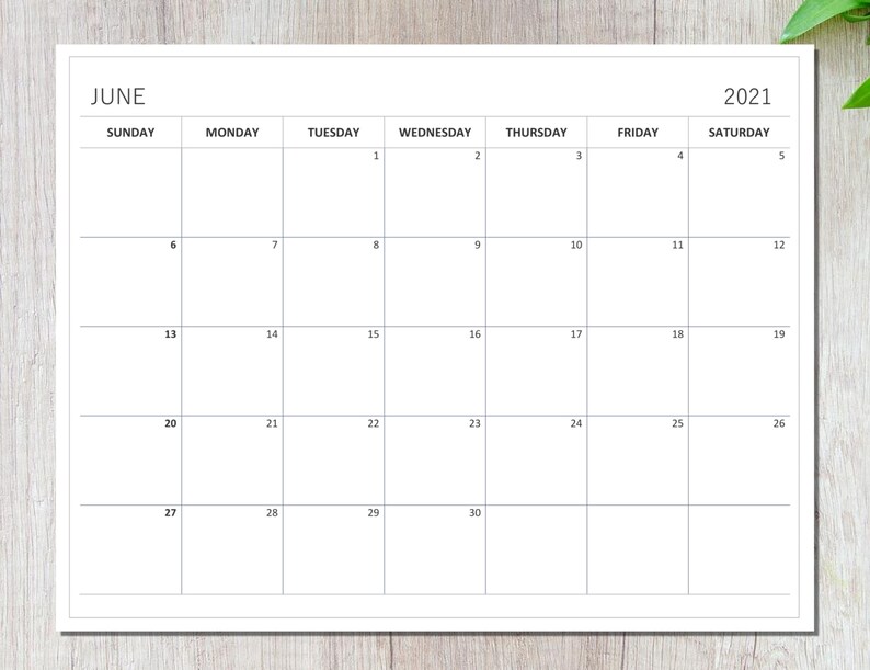 june 2021 minimalist calendar printable letter and a4 etsy