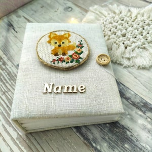 Album fotografico personalizzato per neonata 4x6 per 100 foto, album fotografico in lino con ricamo volpe, album fotografico autunnale per la famiglia, album con maniche