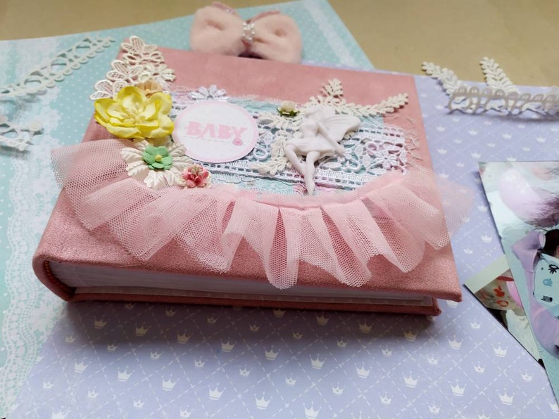 Gift for newborn girl Personalized baby photo album 4x6 Custom baby memory book Handmade baby album
