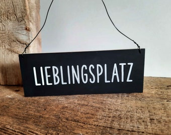 Schild Lieblingsplatz - modernes Holzschild in schwarz - Schild aus Holz Dekoschild Schilder Sprüche Schild Holz Birke