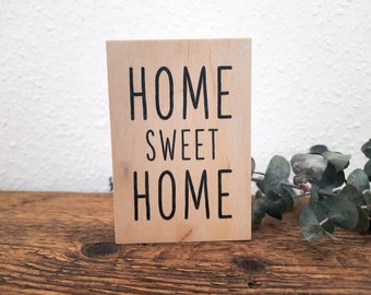 HOME SWEET HOME - Holzbild Schild Holz Aufsteller Birke natur- Geschenk - minimal schlicht modern natürlich