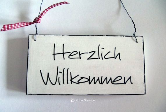 Schild Herzlich Willkommen Holzschild Holzdeko | Etsy