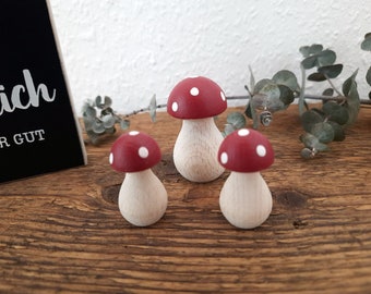 Pilze I Pilz Holzpilz Glückspilz Fliegenpilz I Glücksbringer Geschenk Holz Deko natürlich