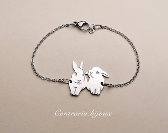 Rabbit Couple Bracelet, Rabbit Couple, Rabbits in Love, Rabbit Memory Bracelet
