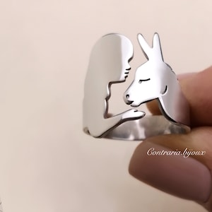 Girl and donkey ring | donkey ring | personalized ring | custom ring | donkey ring | donkey jewelry