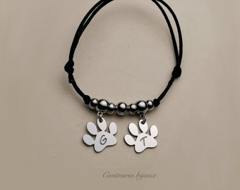 Personalized Engraved Letter Paw Bracelet, Animal Keepsake Bracelet, Animal Name Bracelet, Dog Paw Bracelet, Paw Charm