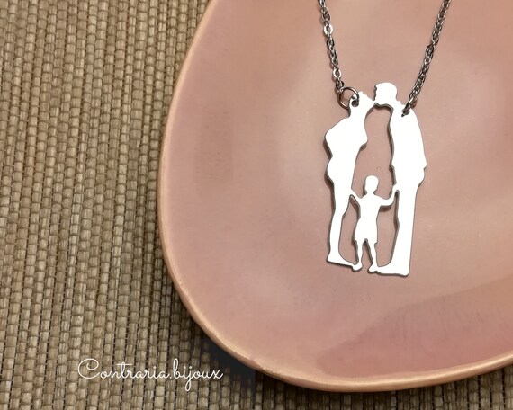 Mom Dad and Child necklace | Etsy