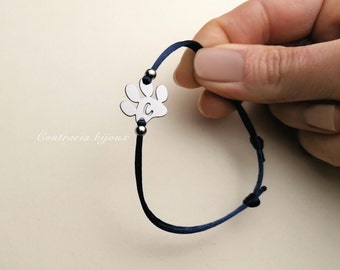 Personalized Paw Bracelet with Engraved Initial, Personalized Paw Bracelet, Paw Charm, Dog Paw Charm, Cat Paw