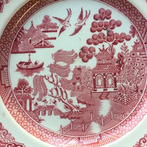willow johnson bros MADE IN england red antique plate