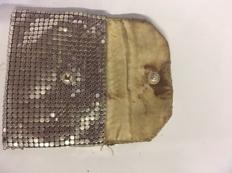 ladies evening small coin clutch Vintage silver coin purse Art Deco era pill pouch