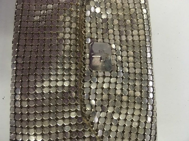 ladies evening small coin clutch Vintage silver coin purse Art Deco era pill pouch