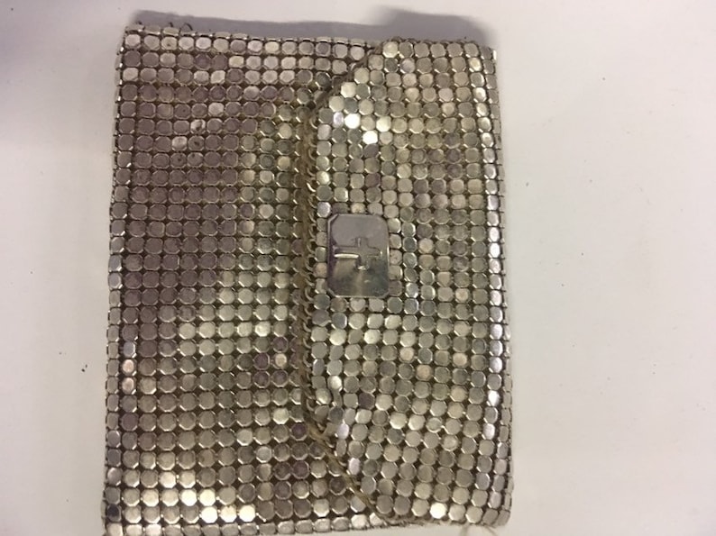 ladies evening small coin clutch Vintage silver coin purse Art Deco era pill pouch