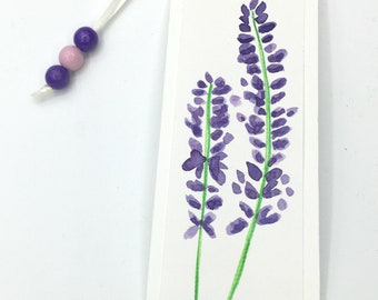 Lesezeichen Bookmark Original Aquarell  edel hochwertig Aquarell Original handgemalt handbemalt Lavendel  watercolor Weihnachtsgeschenk