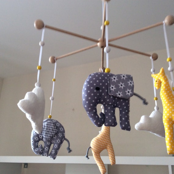 Mobile Elephant Fabric Mobile Baby Baby Mobile Etsy