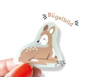 Bügelbild / Patch / Reh sitzend zum Aufbügeln