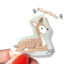 Bügelbild / Patch / Reh sitzend zum Aufbügeln