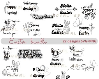 Happy Easter Svg Bundle, Easter Svg, Easter Print, Easter Bunny Svg, Easter Clipart, Easter png, Spring svg, Easter wishes clipart