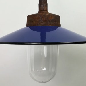 Klassisk gårdslampa, i rostfri finish, trädgårdslampa, utomhusbelysning för vingård, verkstadslampa, hållbar, modell 17 blau