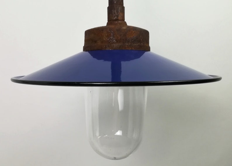 Klassisk gårdslampa, i rostfri finish, trädgårdslampa, utomhusbelysning för vingård, verkstadslampa, hållbar, modell 17 blau