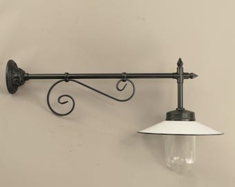 Lampada da parete sostenibile in lacca nera, classica lampada da cortile per fattoria, vigneto, cantina, casa a graticcio, modello 22