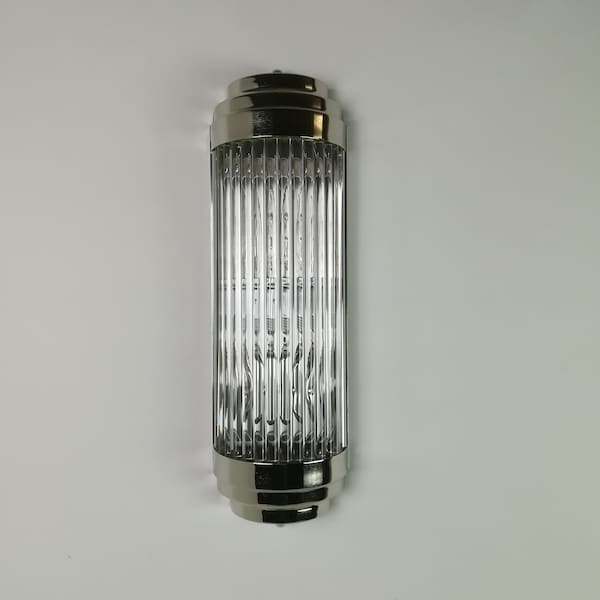 Chrom Wandleuchte, Spiegellampe, Badezimmerlampe, Art deco lighting, Treppenhausbeleuchtung, Art Deco Sconce