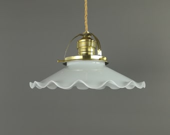 Englische Küchenlampe Hängelampe mit Stoffkabel und Messingdeckenrosette, Kitchenlamp Kitchenrenovation Designinspiration