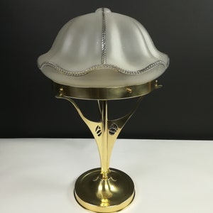 Wiener Tischlampe mit altem Glasschirm, Table Lamp, Nachttischlampe, Seidboardlampe, Herrenzimmerlampe, Bild 3