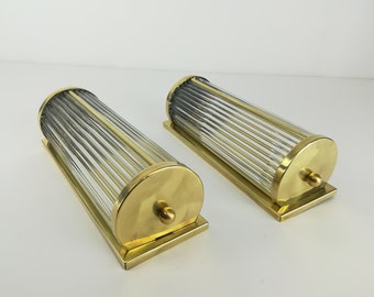 2er Set, Messing Wandleucht, Deutschland, Kinoleuchte aus Messing, Brass Cinema Wall Lamp, Germany, 1930, Set of 2